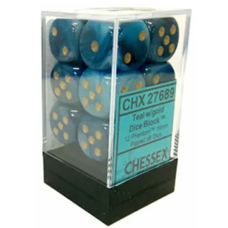 Shop Teal / Gold: Phantom 12d6 16mm Dice Set CHX 27689 - Miniature Marvels: Airplane Models & Painted Dice Dice