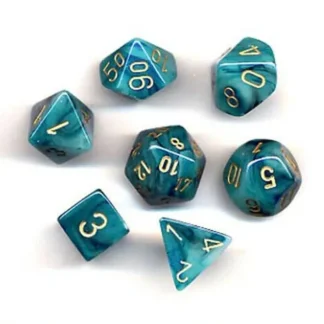 Discount Teal / Gold: Phantom Polyhedral Die Set (7's) CHX 27489 - Miniature Marvels: Airplane Models & Painted Dice Dice