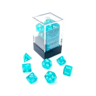Sale Teal / White: Translucent Mini-Polyhedral Dice Set (7's) CHX 20385 - Miniature Marvels: Airplane Models & Painted Dice Dice
