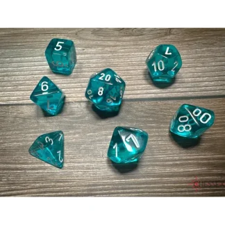 Fashion Teal / White: Translucent Polyhedral Die Set (7's) CHX 23085 - Miniature Marvels: Airplane Models & Painted Dice Dice