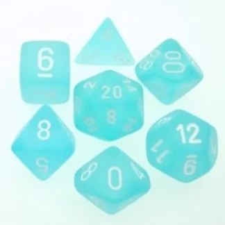 Fashion Teal with White: Frosted Polyhedral Dice Set (7's) CHX 27405 - Miniature Marvels: Airplane Models & Painted Dice Dice