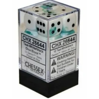 Sale Teal-White / Black: Gemini 12d6 16mm Dice Set CHX 26644 - Miniature Marvels: Airplane Models & Painted Dice Dice