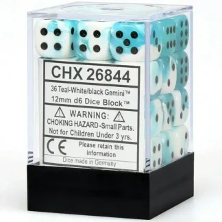 Online Teal-White / Black: Gemini 36d6 12mm Dice Block CHX 26844 - Miniature Marvels: Airplane Models & Painted Dice Dice