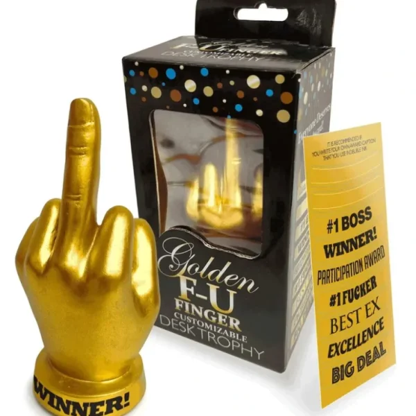 Online The GOLDEN F-U Middle Finger Desk Tropy Award - Customizable! Party GaG Gift - Miniature Marvels: Airplane Models & Painted Dice Egpull