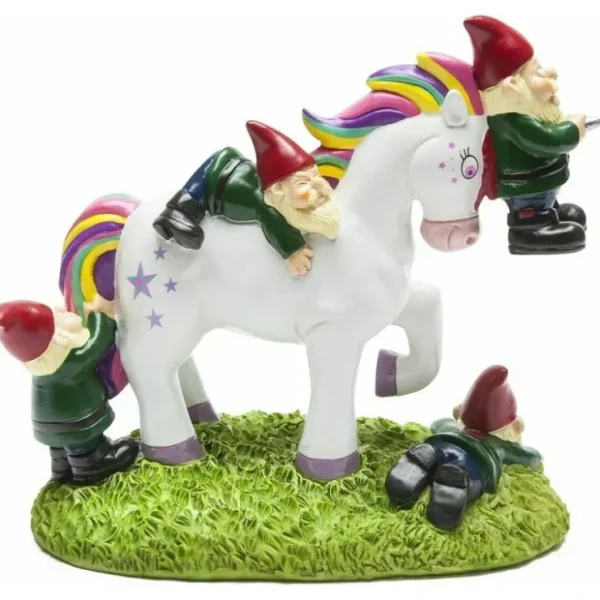 Best The Unicorn Attack Garden Gnome Statue Twisted Blood Sculpture - BigMouth Inc. - Miniature Marvels: Airplane Models & Painted Dice Egpull