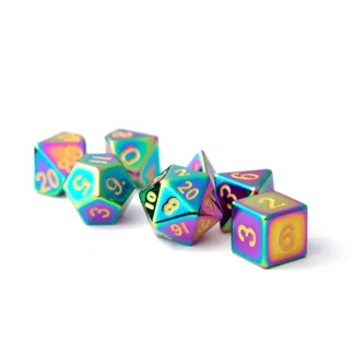 New Torched Rainbow 16mm Polyhedral Dice Set MET 014 - Miniature Marvels: Airplane Models & Painted Dice Dice