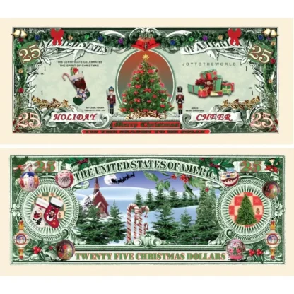 Flash Sale 100 TOTAL - Christmas Tree Holiday Santa $25 Dollar Novelty Money Gift Bills - Miniature Marvels: Airplane Models & Painted Dice Egpull