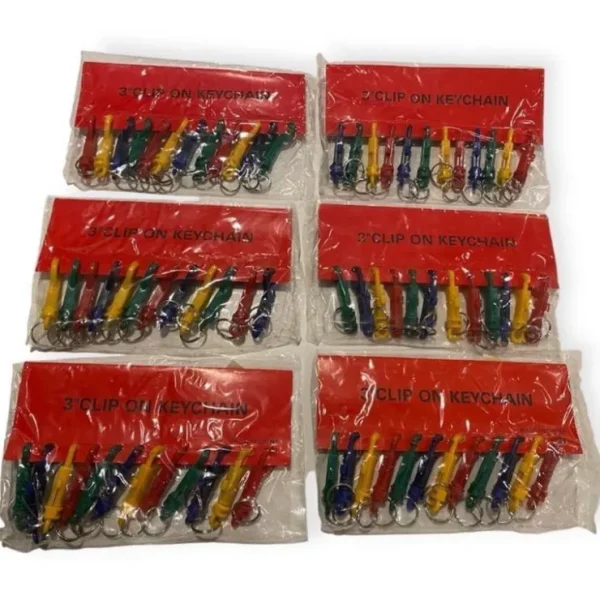 Flash Sale 60 TOTAL 3" Inch Clip on Key Chains - assorted colors - wholesale lot - Miniature Marvels: Airplane Models & Painted Dice Egpull