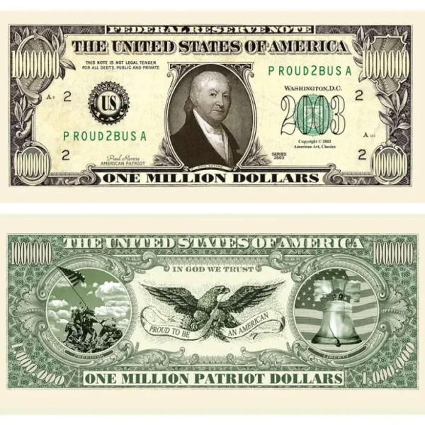 Clearance 100 TOTAL - Patriot Million Dollar Novelty Money Bills Party Fake Casino Play - Miniature Marvels: Airplane Models & Painted Dice Egpull