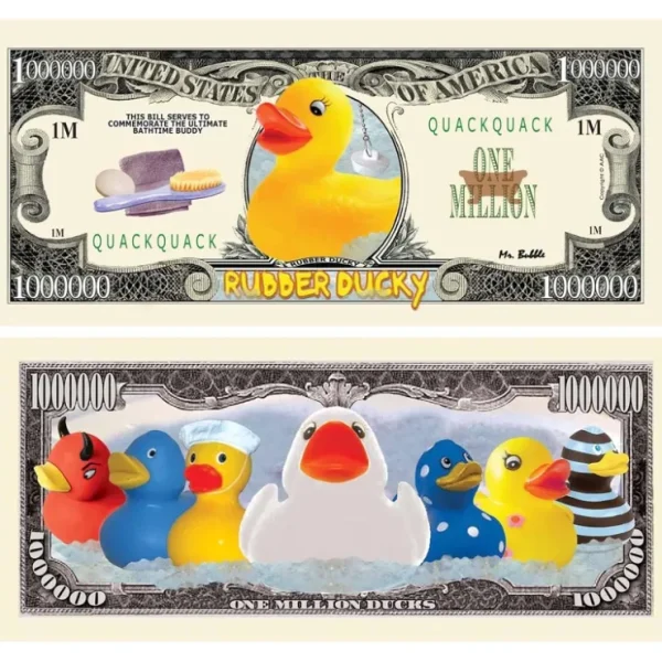 Outlet 1000 TOTAL - Rubber Ducky Million Dollar Collectible Novelty Bills - Funny Money - Miniature Marvels: Airplane Models & Painted Dice Egpull