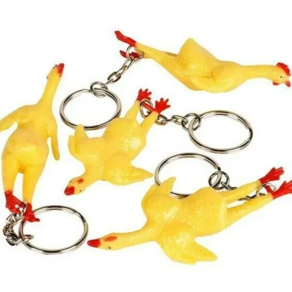 Sale 12 TOTAL 3" Rubber Stretch Rubber Chicken Key Chain - Gag Gift Joke (1 dozen) - Miniature Marvels: Airplane Models & Painted Dice Egpull