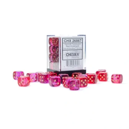 Shop Translucent Red-Violet / Gold Dice: Gemini 36d6 12mm Dice Block CHX 26867 - Miniature Marvels: Airplane Models & Painted Dice Dice