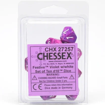 Best Sale Violet / White: Festive d10 Dice Set (10's) CHX 27257 - Miniature Marvels: Airplane Models & Painted Dice Dice
