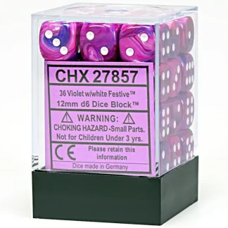 Online Violet / White: Festive 36d6 12mm Dice Block CHX 27857 - Miniature Marvels: Airplane Models & Painted Dice Dice