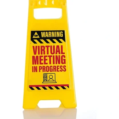 Online Warning Virtual Meeting in Progress "Pants Optional"  Caution Desk Office Sign - Miniature Marvels: Airplane Models & Painted Dice Egpull