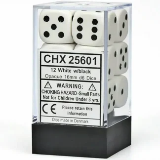 Best Sale White with Black: Opaque 12d6 16mm Dice Set CHX 25601 - Miniature Marvels: Airplane Models & Painted Dice Dice