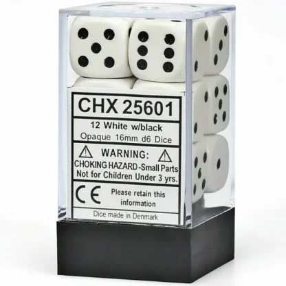 Best Sale White with Black: Opaque 12d6 16mm Dice Set CHX 25601 - Miniature Marvels: Airplane Models & Painted Dice Dice