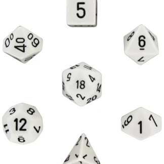 Fashion White with Black: Opaque Polyhedral Dice Set (7's) CHX 25401 - Miniature Marvels: Airplane Models & Painted Dice Dice