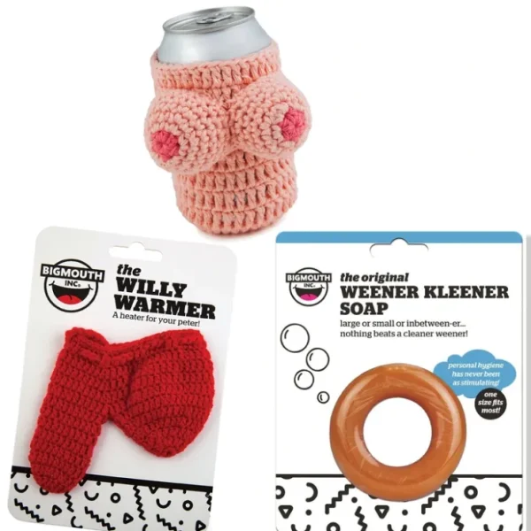 New 1 Willy Warmer + 1 Knitted Boobie + 1 Weener Cleaner Soap - Gag Prank COMBO SET - Miniature Marvels: Airplane Models & Painted Dice Egpull