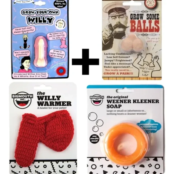 Outlet 1 Willy Warmer + 1 Weener Kleener Soap + 1 Grow Pair of Balls + 1 Grow Pecker - Miniature Marvels: Airplane Models & Painted Dice Egpull