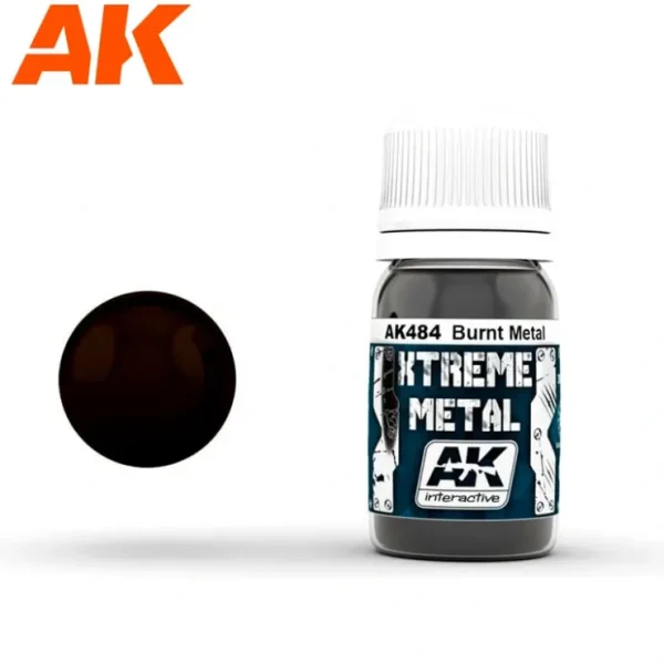 Best Sale Xtreme Metal: Burnt Metal 30ml LTG AK-484 - Miniature Marvels: Airplane Models & Painted Dice Paint