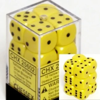 Outlet Yellow with Black: Opaque 12d6 16mm Dice Set CHX 25602 - Miniature Marvels: Airplane Models & Painted Dice Dice