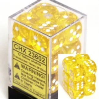 Outlet Yellow with White: Translucent 12d6 16mm Dice Set CHX 23602 - Miniature Marvels: Airplane Models & Painted Dice Dice
