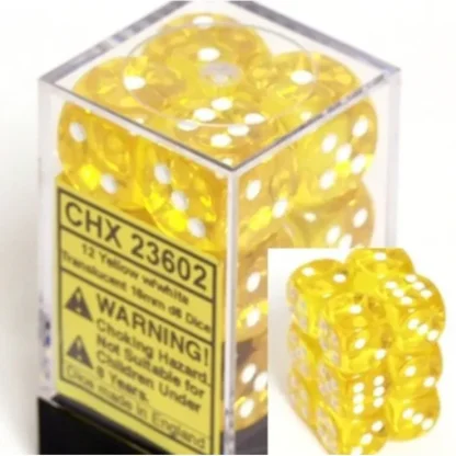 Outlet Yellow with White: Translucent 12d6 16mm Dice Set CHX 23602 - Miniature Marvels: Airplane Models & Painted Dice Dice